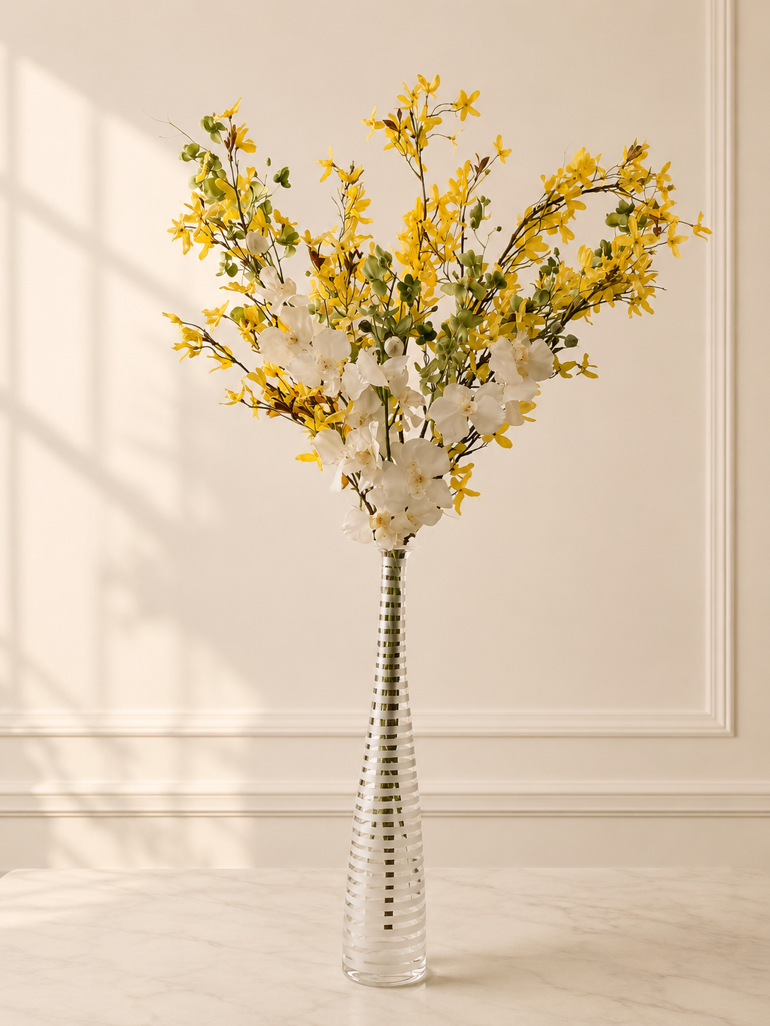 Sunshine Yellow & White Tall Floral Vase Arrangement