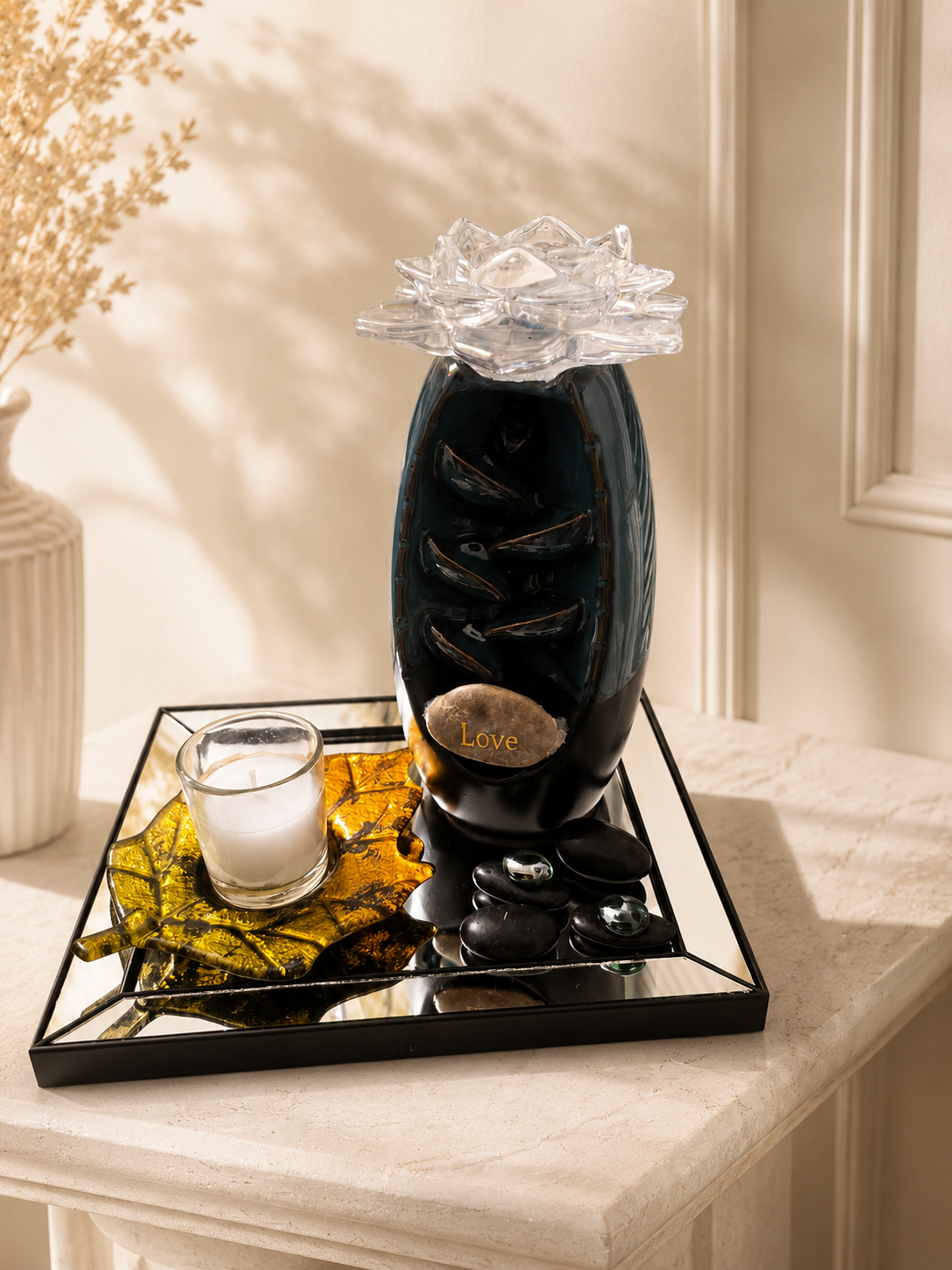 Inspirational Love Water Fountain candle holder Décor Set