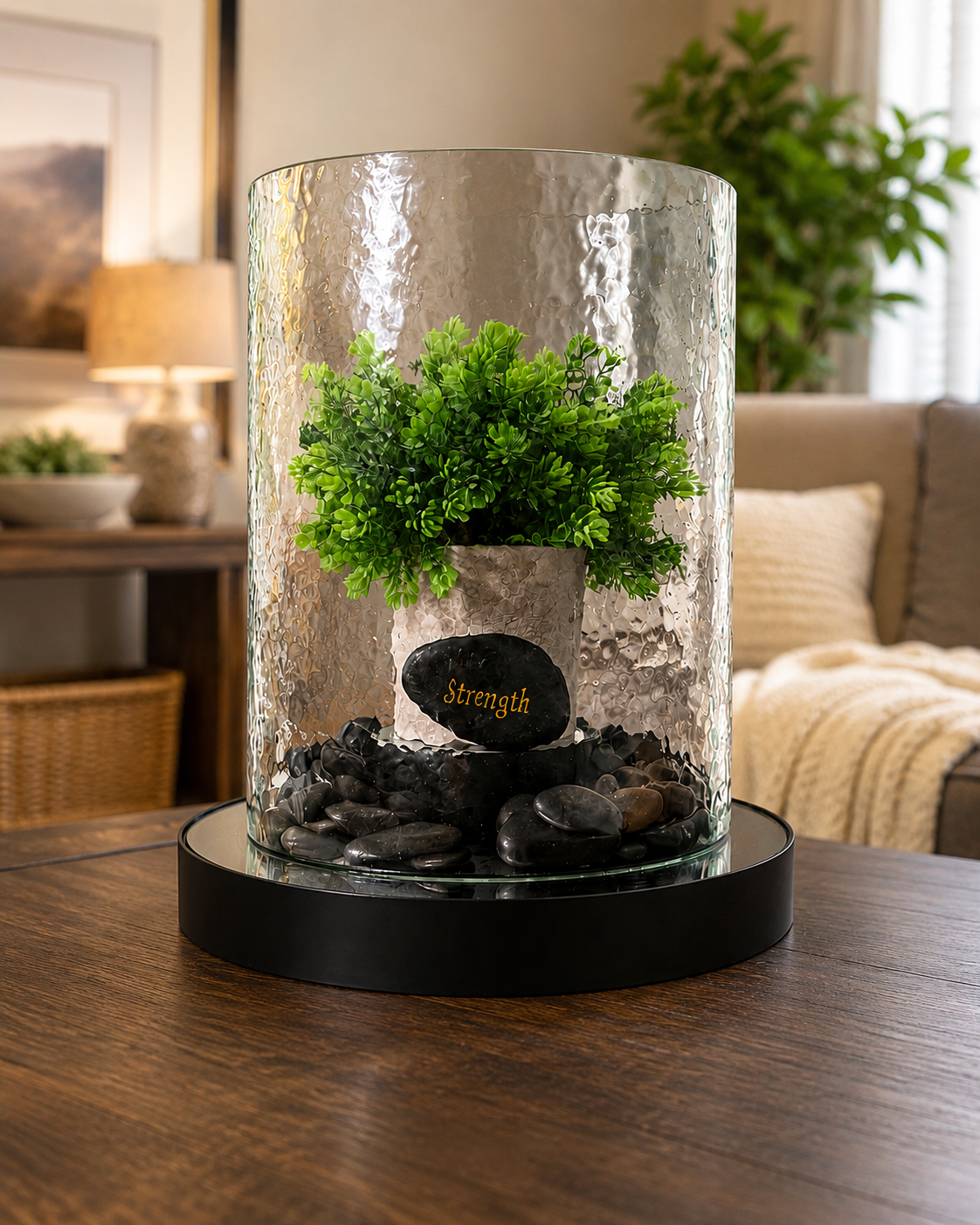 Modern Strength Greenery Glass Centerpiece