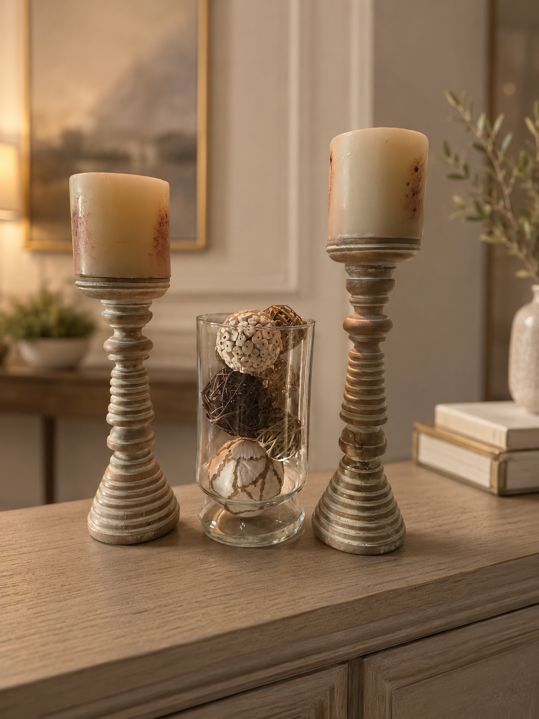 Rustic Candle Holder & Decorative Filler Vase Set